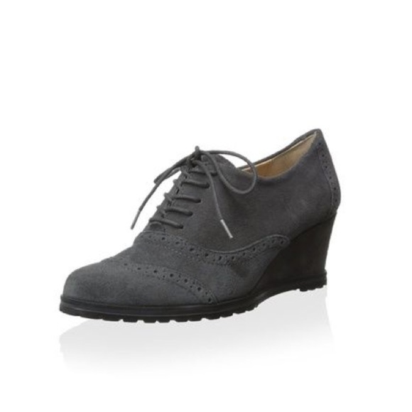 ELLEN TRACY ACTIVE Tobin Gray Suede Oxford Wedges - Picture 1 of 8